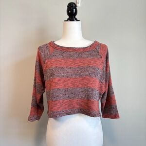 Cherish Women's Size Small Top Striped Semi Sheer Casual Cropped School Outfit